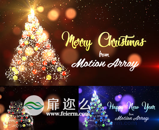 AE模板华丽动画粒子幻化圣诞树文本标题动画