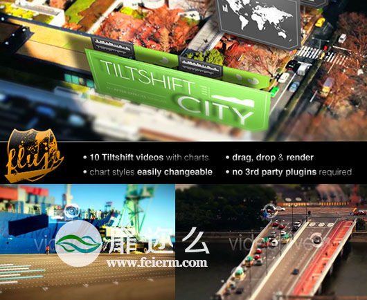 AE模板数据统计图表实拍科技感展示移轴城市介绍动画视频