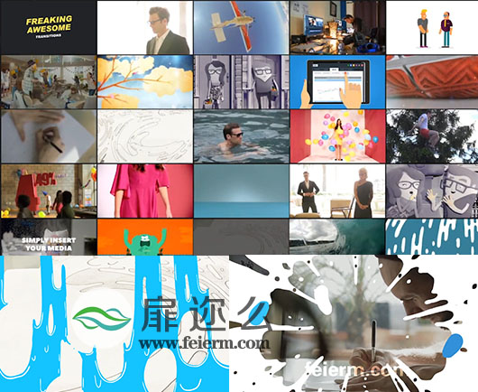 AE模板MG动画丰富多彩的卡通手绘液体动态转场过度