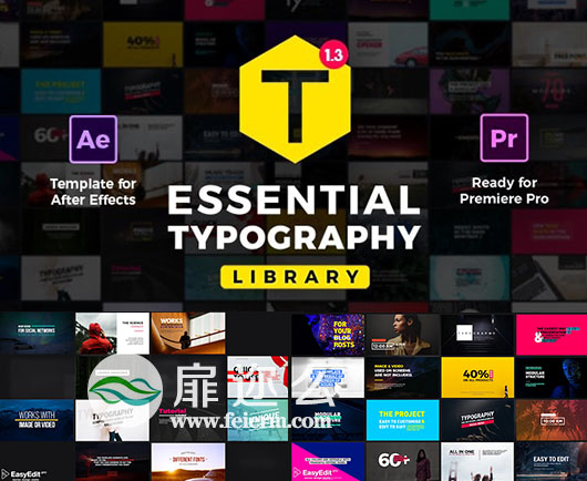 AE+PR模板多种样式的文本文字字幕标题动画