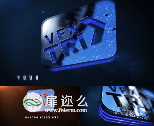 AE模板Element 3D制作的水晶玻璃质感标题logo演绎特效动画