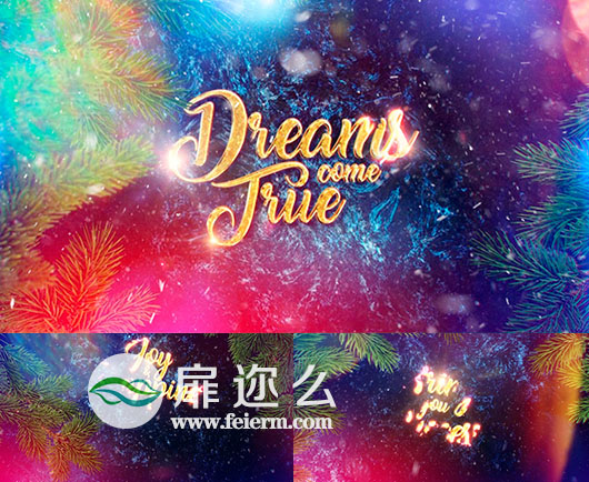 AE模板圣诞节金色粒子新的一年文字标题动画效果