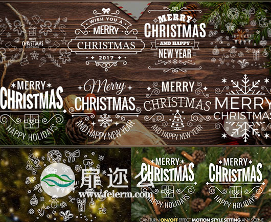 AE模板4K新年圣诞节节日庆典标题文字动画