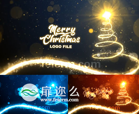 AE模板粒子圣诞树圣诞节闪闪发光路径动画