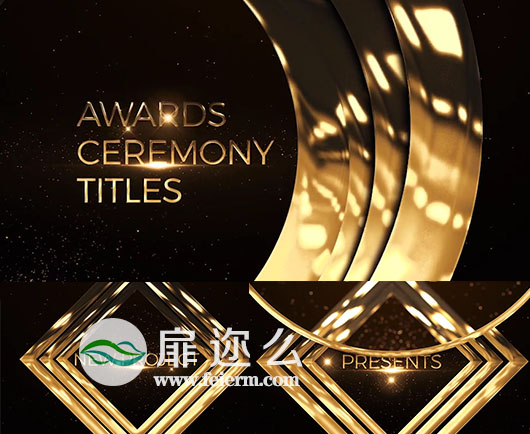 AE模板大气黄金色奥斯卡颁奖典礼晚会活动包装片头动画