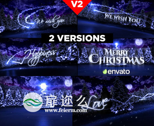 AE模板华丽粒子新年倒计时圣诞节祝福片头动画