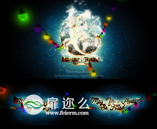 AE模板五颜六色彩灯圣诞节文字logo演绎动画