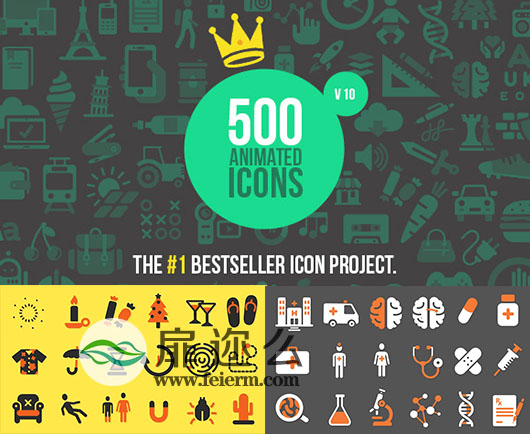 AE模板500个实用MG动画包括农业企业科技信息技术互联网等图标