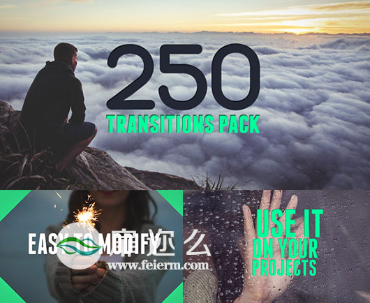 AE模板250种文字排版转场图形遮罩过渡动画元素