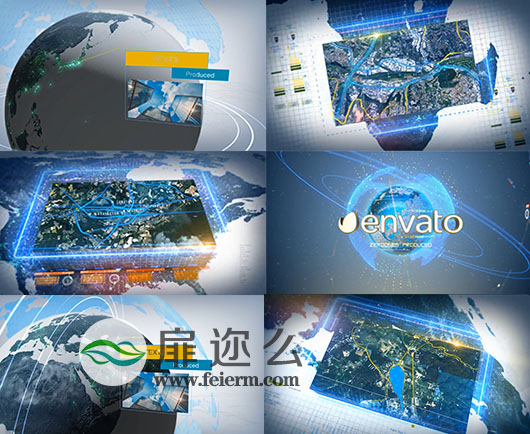 AE模板Element 3D科幻数字地球运动科技企业公司宣传片