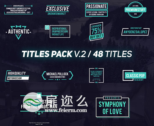 AE模板4K分辨率48个时尚简单排版文字动感标题动画