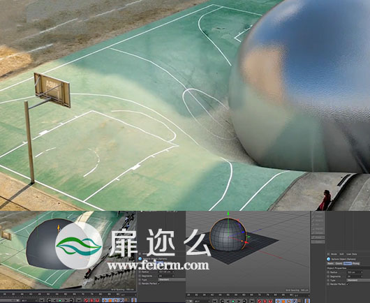 C4D视频教程碰撞对象与篮球场建模渲染