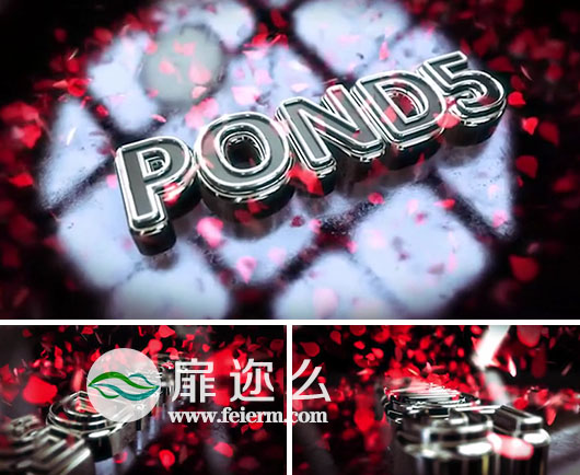 AE模板E3D制作的金属质感三维文字片头动画特效