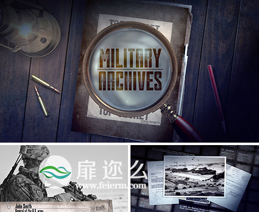 AE模板军事记录档案历史战争宣传视频