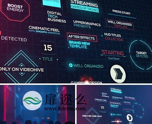 AE模板游戏电影HUD信息图表文本文字标题动画特效