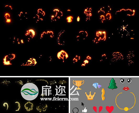 视频素材300个卡通元素手绘涂鸦素描闪光烟雾元素包