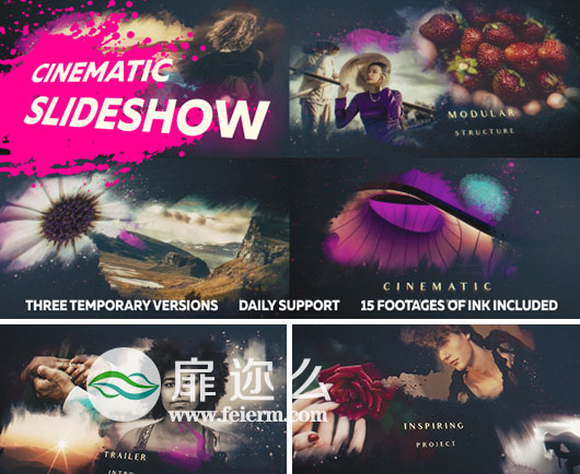 AE模板水墨专辑生日婚礼家庭纪念日相册展示动画