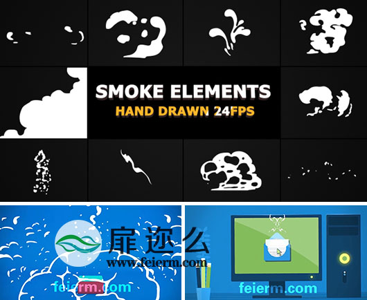 AE模板10组4K分辨率2D手绘烟雾动画效果