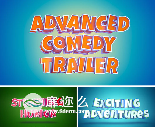 AE模板卡通少儿喜剧动画三维文字标题排版动画