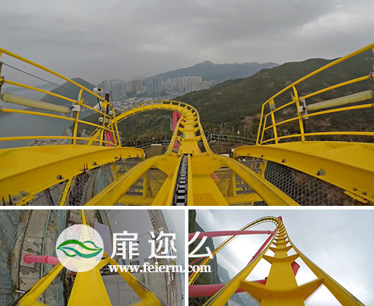 视频素材4K超清实拍游乐园过山车第一人视角