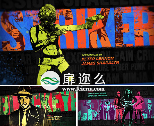 AE模板油漆飞溅复古插画未来漫画人物介绍行动宣传片