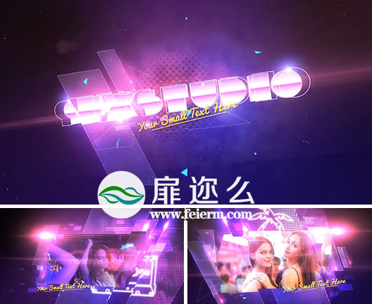 AE模板时尚图片灯光闪烁霓虹灯舞蹈派对夜总会片头动画