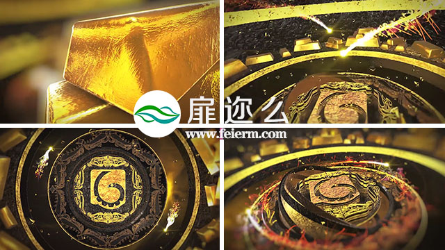 AE模板大气金色的三维logo标志演绎动画