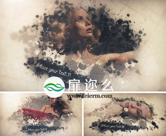 AE模板水墨油漆婚礼照片动画视频