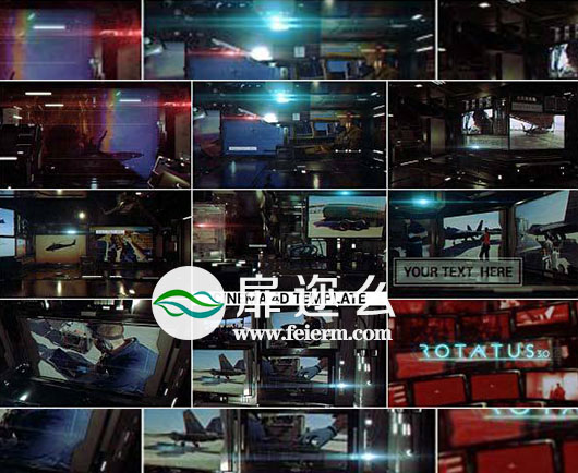 AE+C4D模板未来高科技军事武器三维监视屏幕动画