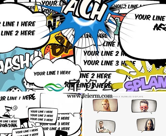 AE模板卡通娱乐综艺节目漫画搞笑泡泡对话框爆炸字幕动画