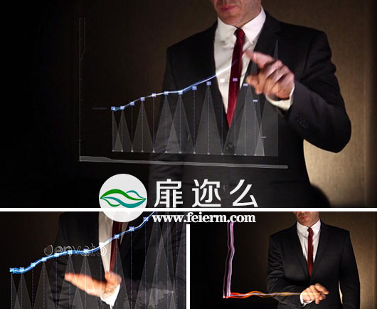 AE模板真人手指点击高科技商业信息数据销售图表logo演绎动画