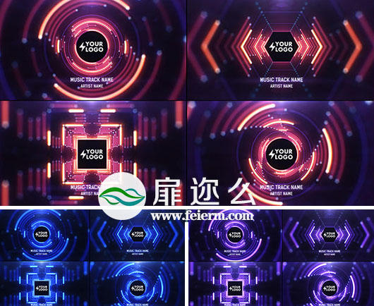 AE模板科技感音频波形炫酷华丽的音乐可视化背景动画