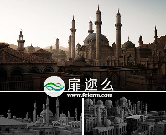 中东地区楼房建筑场景3D模型 Kitbash3D – MIDDLE EAST
