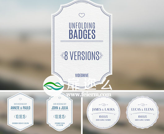 AE模板：婚礼标签徽章文字标题动画 Wedding Badges