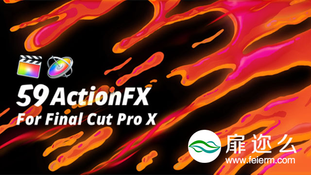 FCPX插件：59组MG火焰爆炸烟雾水流能量电流卡通元素动画