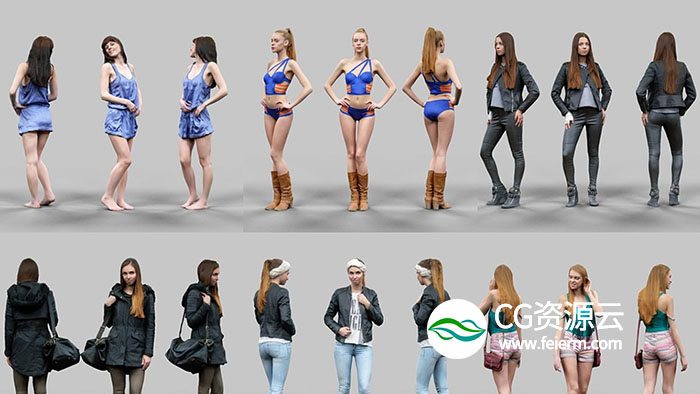 3D模型-6个高精度女性角色人物 Cubebrush – 6 Realistic Female Characters Vol.1