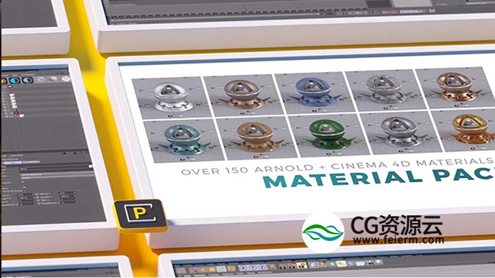 C4D材质-150+C4D阿诺德渲染器材质球 Arnold Material Pack The Pixel Lab