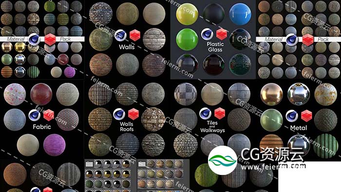 C4D预设-99个红移Redshift渲染器材质预设