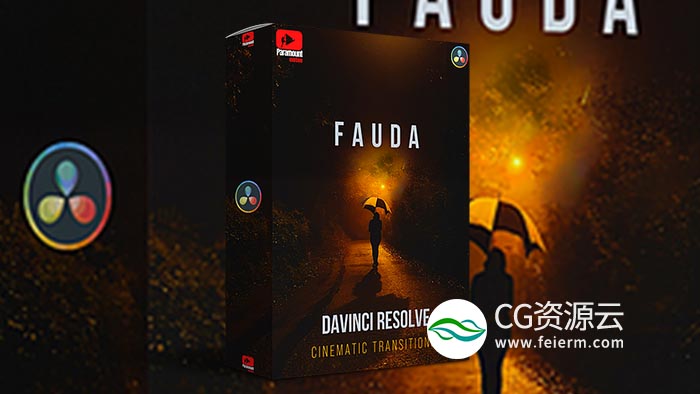 达芬奇预设-64种拉伸缩放冲击滚动转场预设 FAUDA DaVinci Resolve Transitions