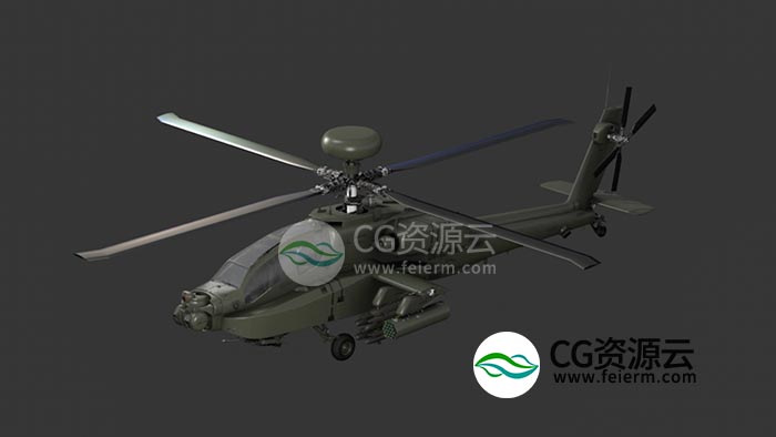 3D模型-AH-64阿帕奇直升机C4D模型 AH64 Apache Helicopter