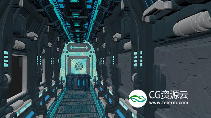 3D模型-太空飞船走廊机甲舱C4D模型 Spaceship Corridor Challenge