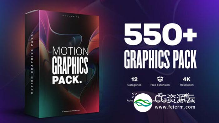 AE脚本-550+动态图形文字标题排版社交媒体过渡广告视频封面 Motion Graphics Pack