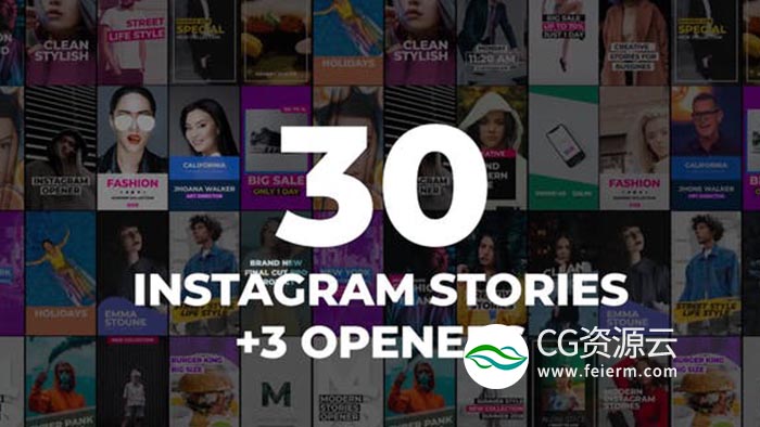 FCPX模板-30组INS竖屏栏目包装商业广告促销动画 30 Instagram Stories Pack