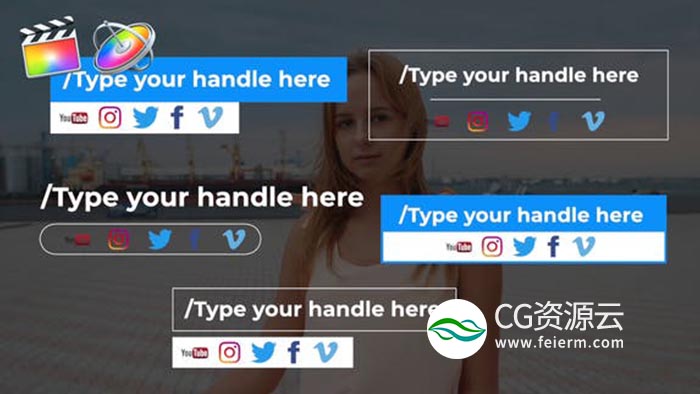 FCPX模板-社交网络人名字幕条动画 Social Media Lower Third – All in one