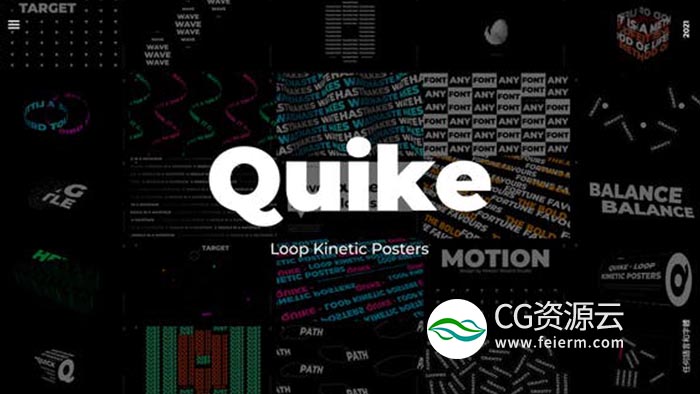 AE模板和PR预设-32个创意酷帅商业海报文字标题排版文本循环动画 Quike – Loop Kinetic Posters