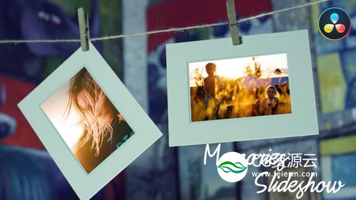 达芬奇模板-悬挂结婚相册夏季旅游照片回忆片头 Memories Slideshow – Photo Gallery