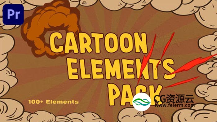 PR预设-100组手绘火焰灰尘卡通元素效果动画 100 Cartoon Elements