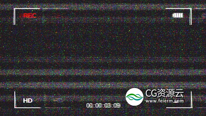 视频素材-5段信号故障摄像机屏幕取景器带雪花扫描效果