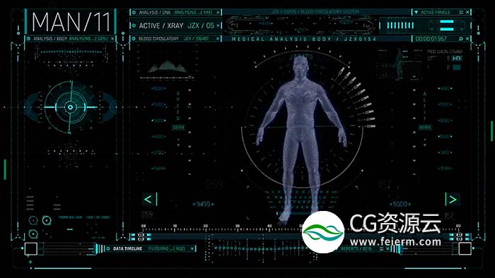 AE模板-未来高科技医疗生物细胞人体化学HUD元素UI界面动画