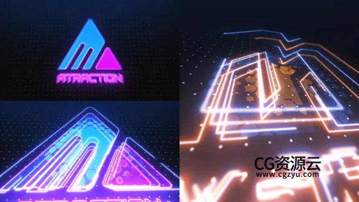 AE模板-绚丽的霓虹灯描边样式标志logo展示动画